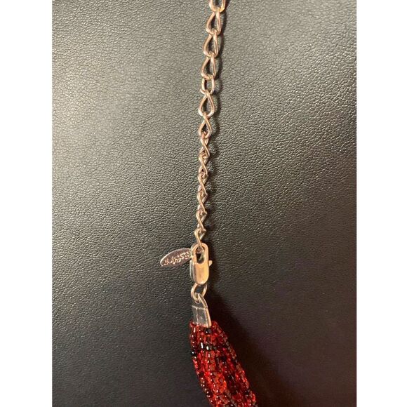 Esmor Lamp Work Red Glass/Wood Bead Multistrand Necklace Set, Stamped - Picture 5 of 5